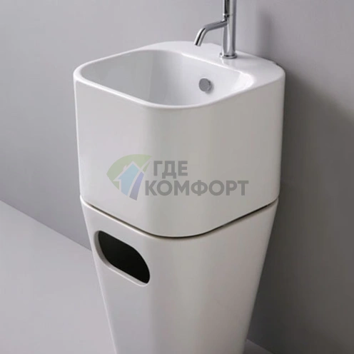 Подвесная раковина AZZURRA TANDEM 44x43 см с бельевой корзиной, белый - фото 8