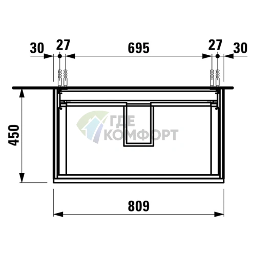 Тумба под раковину LAUFEN PRO S: подвесная, с двумя ящиками и органайзером, белая матовая (4.8350.2.096.463.1) - фото 2