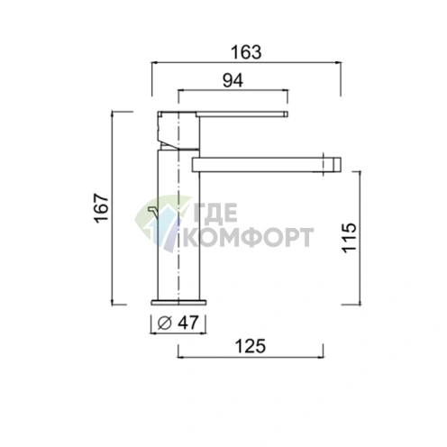 Смеситель для раковины SIMAS BERLIN однорычажный с гибкой подводкой в хроме (BEMML cr) - фото 2