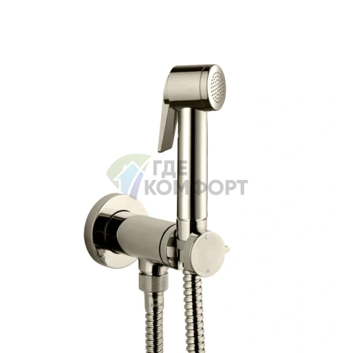 Гигиенический комплект Bossini Paloma Flat: смеситель, душевая лейка и шланг в никелевом исполнении (E37011B.094) - фото 1