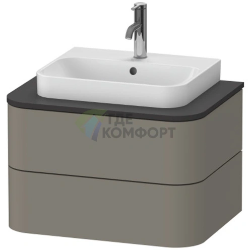 Подвесная тумба Duravit Happy D.2 Plus с 2 ящиками, 408x650x480 мм, цвет Stone Grey Satin Matt (HP496009292) - фото 1