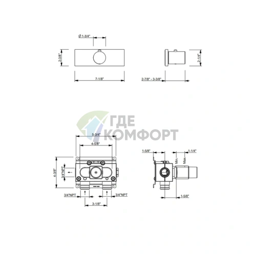 Термостатический встраиваемый смеситель для душа FANTINI MILANO в матовой натуральной стали (31 93 G800B) - фото 2