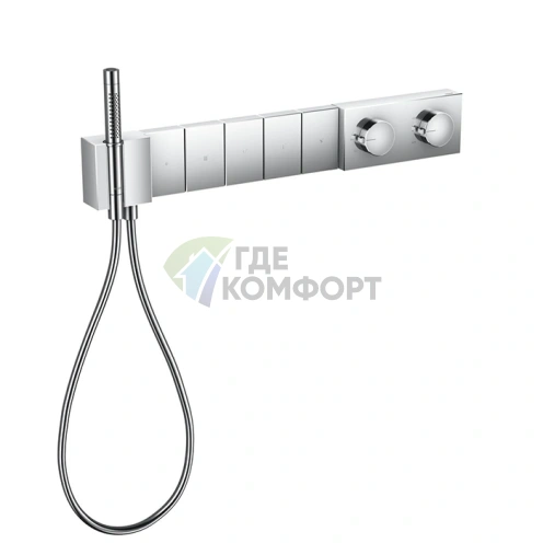 Встраиваемый термостат для душа AX Edge 680/100 на 5 источников с ручным душем, хром (46730000) - фото 1