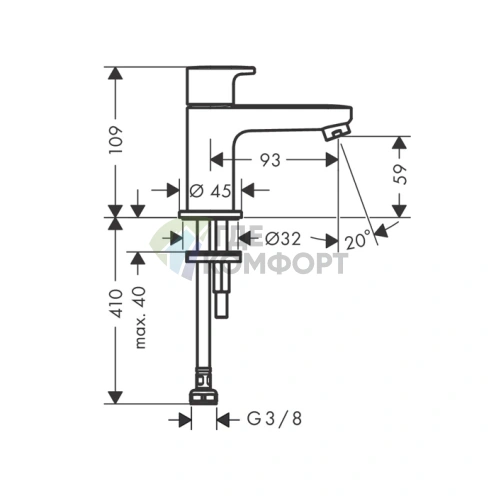 Смеситель Hansgrohe Vernis Blend 70 для холодной воды без сливного набора, хром (71583000) - фото 2