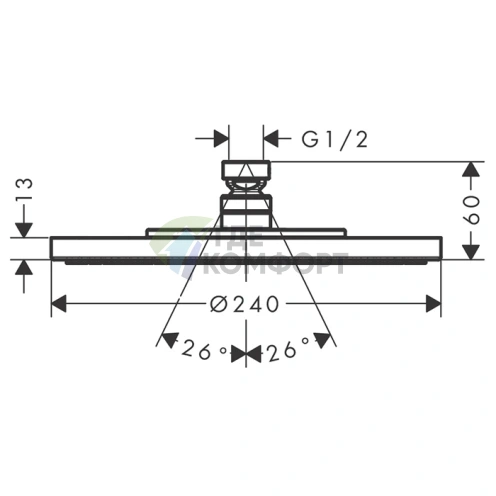Верхний душ AX Starck 240 мм, 1jet, шлифованная медь (28494950) - фото 2