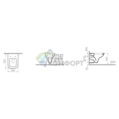 Комплект для унитаза VitrA Form 300 с хромированной нажимной кнопкой 9812B003-7203 - фото 5