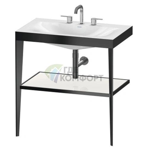 Консоль напольная Duravit XViu с раковиной и полкой, 850x800x480 мм, цвет black matt/white high gloss lacquer (XV4715TB285) - фото 1