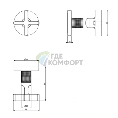Запорный кран GESSI INCISO 3/4 для термостатического смесителя, золото (58363#246) - фото 2