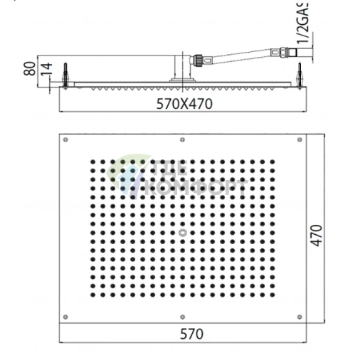 Верхний душ BOSSINI DREAM-RECTANGULAR 570x470 мм, сатинированная нержавеющая сталь (H38391.075) - фото 2