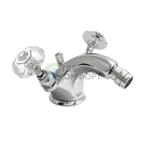 Смеситель для биде Nicolazzi Teide с донным клапаном и хромированными ручками Crystal Handle (1934CR15) - фото 1
