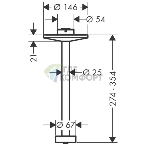 Потолочное подключение для верхнего душа AX One 300 мм, матовый черный (48496670) - фото 2