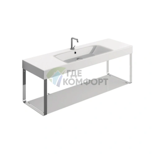 Подвесная конструкция KERASAN Cento с хромированной стойкой и стеклянной полкой 140x45 см (упаковка-2 коробки) 9128K1cr фото 1