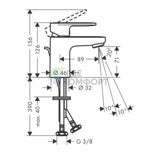 Смеситель для раковины Hansgrohe Vernis Blend матовый черный, 70 см (71550670) - фото 2