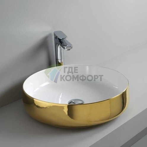 Раковина накладная Artceram Cognac 42 см без отверстия бело-золотая матовая (COL001 01 69) - фото 1