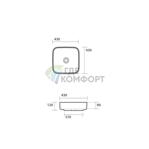 Накладная раковина Kerasan Tribeca 43x43 см без отверстия под смеситель (460101) - фото 2