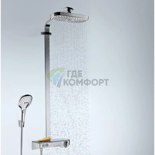 Душевая система HG Raindance Select E с термостатом и полочкой, цвет белый/хром (27126400) - фото 1