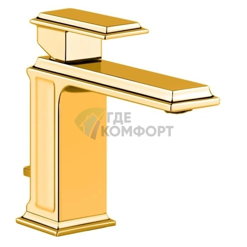 Gessi Eleganza — Золотой смеситель для раковины на одно отверстие с донным клапаном (46001#080) - фото 1