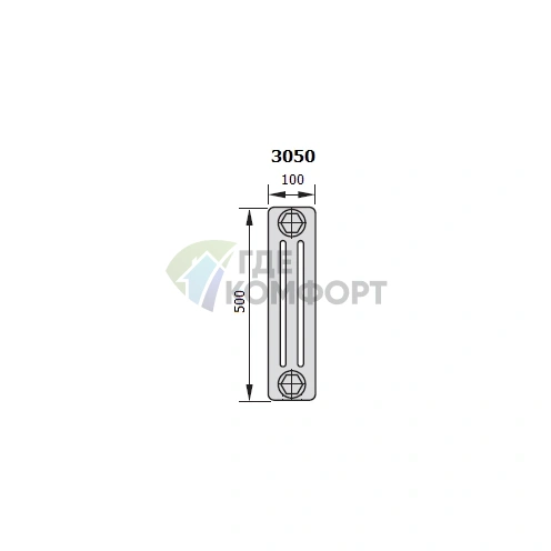Трубчатый стальной радиатор Zehnder Charleston Completto Z-3050/24 секции с нижним подключением V001 - фото 3