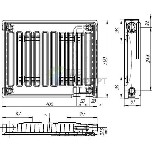 Радиатор стальной панельный Лидея ЛУ 11-304 с нижним подключением - фото 4