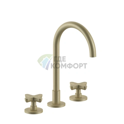 Смеситель для раковины Fantini Icona Classic с донным клапаном, 3 отверстия, матовое золото (53 P6 R007) - фото 1