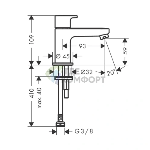 Кран для холодной воды Hansgrohe Vernis Blend 70, матовый черный, без сливного набора (71583670) - фото 2