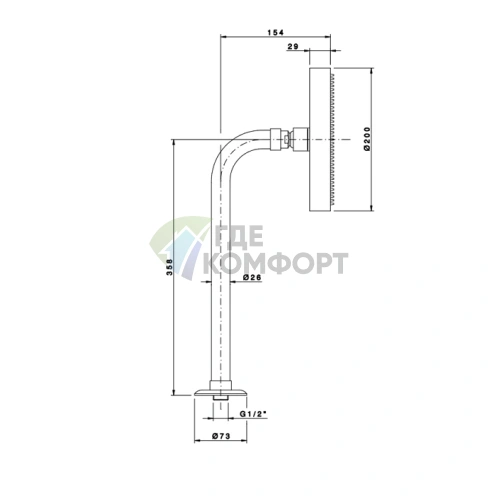 Верхний душ Nicolazzi 30 см с золотым покрытием (5704GO30) - фото 2