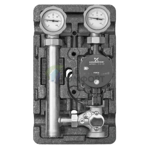 Насосная группа Meibes MK 1 1/4 с насосом Grundfos Alpha2 32-60 cо смесителем ME 66832.10 - фото 1