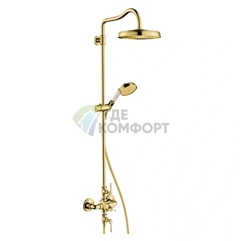Душевая стойка AX Montreux с термостатом и верхним душем 240 мм в полированном золоте (16572990) - фото 1
