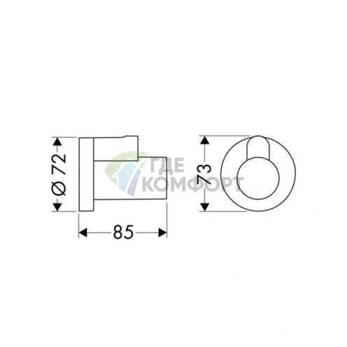 Декоративная накладка Hansgrohe для углового вентиля в хроме (13950000) - фото 2