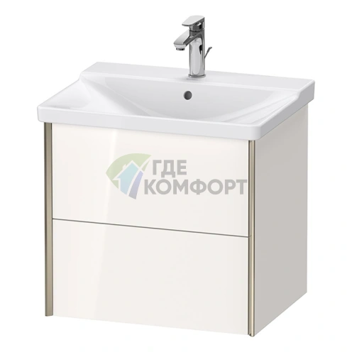 Подвесная тумба Duravit XViu с 2 ящиками, 565x610x469 мм, цвет белый глянцевый/champagne matt (XV41150B122) - фото 1