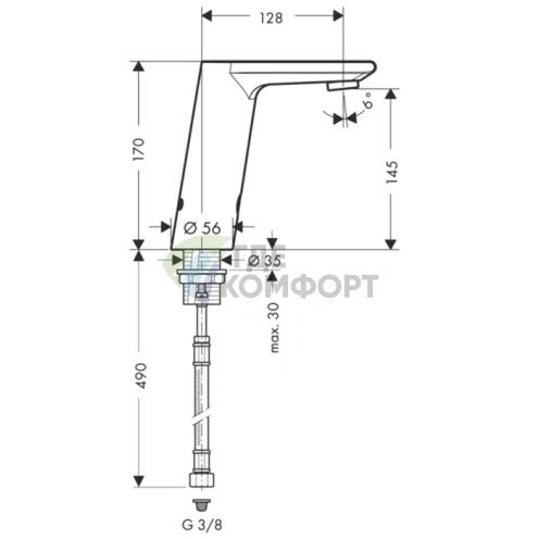 Электронный смеситель для раковины Hansgrohe Metris S: Бесконтактная подача воды с точной регулировкой температуры (31100000) - фото 2