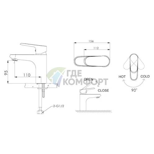 Смеситель для раковины Bravat Pure F1105161C - фото 3