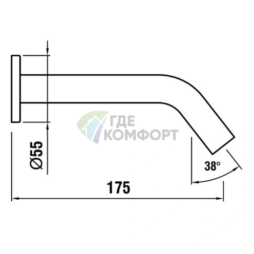 Излив для ванны Laufen Kartell настенный, 175 мм, хром (3.7133.0.004.060.1) - фото 2