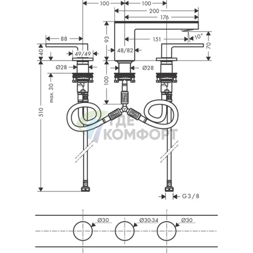 Смеситель для раковины AX MyEdition с черным стеклом и хромированной отделкой (47050600) - фото 2