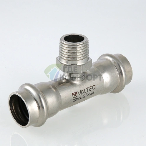 Пресс-тройник с наружной резьбой 18 х 3/4 х 18 мм из нержавеющей стали VTi.933.I.180518 VALTEC (ВАЛТЕК) - фото 8
