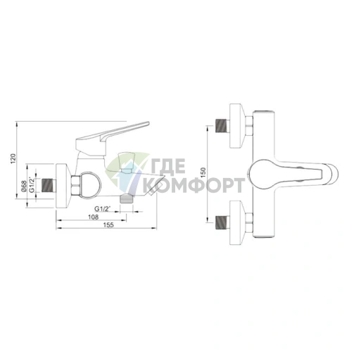 Смеситель для ванны с душем Zorg Inox Premio-W - фото 4