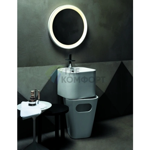 Подвесная раковина AZZURRA TANDEM 44x43 см с бельевой корзиной, белый - фото 7