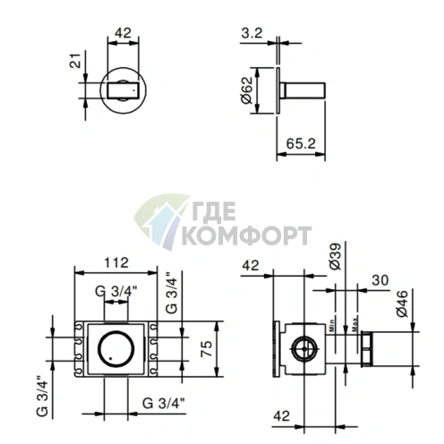 Запорный вентиль FANTINI VENEZIA без ручки в цвете Matt Copper PVD (29 P9 N291SB) - фото 2