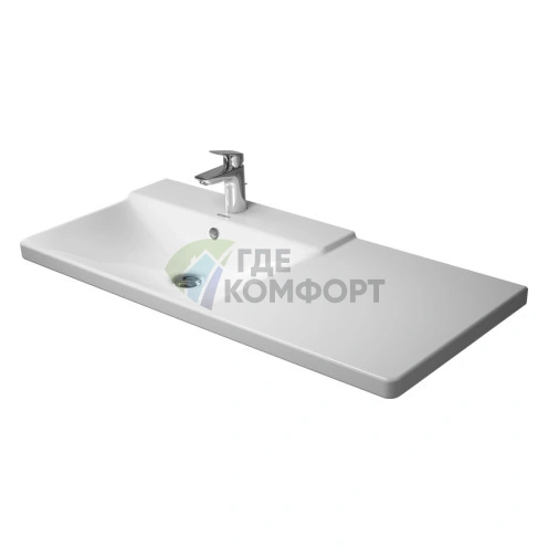Раковина Duravit P3 Comforts для мебели ассиметричный с перел с 3 отв под смеситель вкл заглушку для перелива хром - фото 3