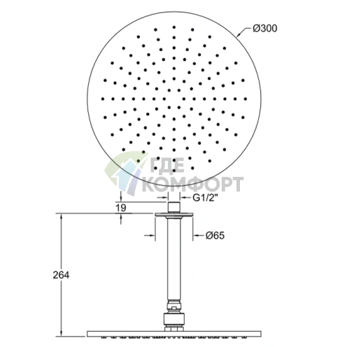 GESSI INCISO Шарнирная потолочная душевая головка с индивидуальной длиной 105-1855 мм, цвет Finox (58250#149) - фото 2