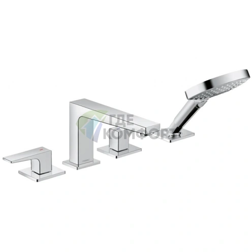 Смеситель для ванны Hansgrohe Metropol на 4 отверстия с ручным душем 3jet, хром (32553000) - фото 1