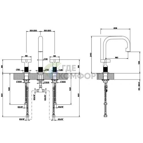 Смеситель GESSI INCISO для раковины на 3 отверстия: золотое сияние в вашей ванной (58114#246) - фото 2