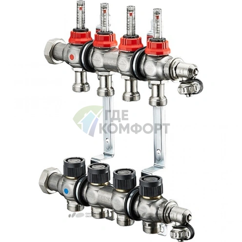 Коллекторная группа Oventrop EV на 10 контуров, для теплого пола с расходомерами Multidis (1404360) - фото 1