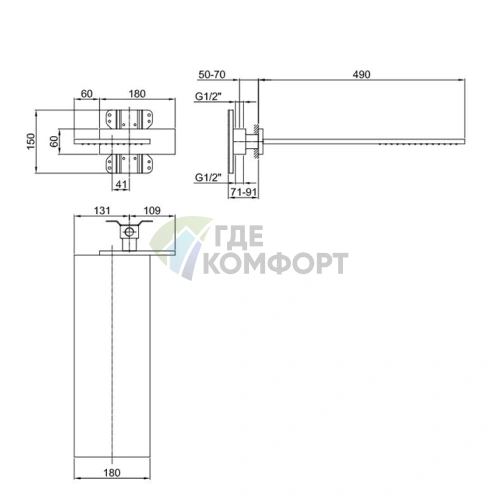 Верхний душ Fantini Milano из нержавеющей стали (86 93 8036B) - фото 2