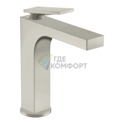 Смеситель для раковины AX Citterio 160 с незапорным сливом, цвет сталь (39024800) - фото 1