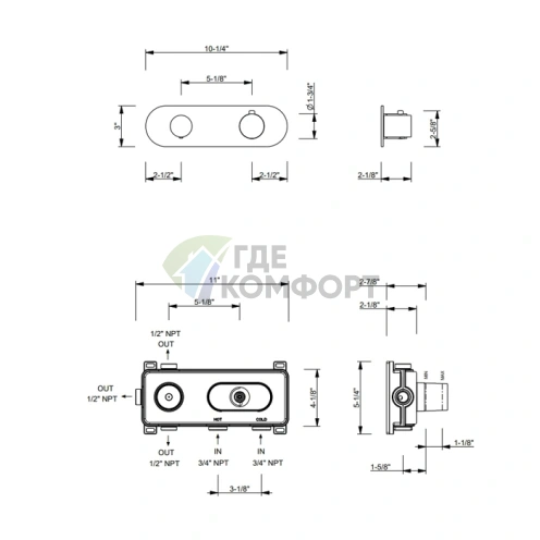 Термостатический смеситель для душа FANTINI MARE с переключателем, белый матовый (51 29 V272B) - фото 2