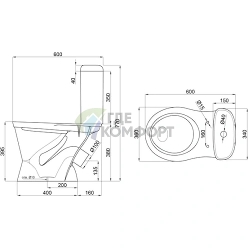 Унитаз-компакт Della Otti 002 «Джаз» в золотом цвете - фото 2
