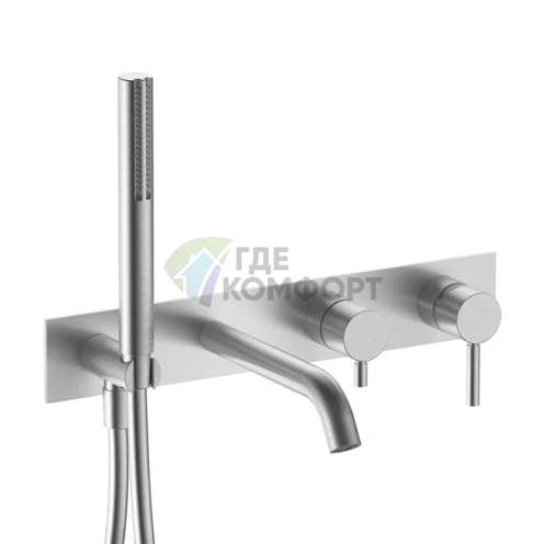 Встраиваемый смеситель для ванны Fantini Nostromo с ручным душем (нержавеющая сталь) (50 93 E820B) - фото 1