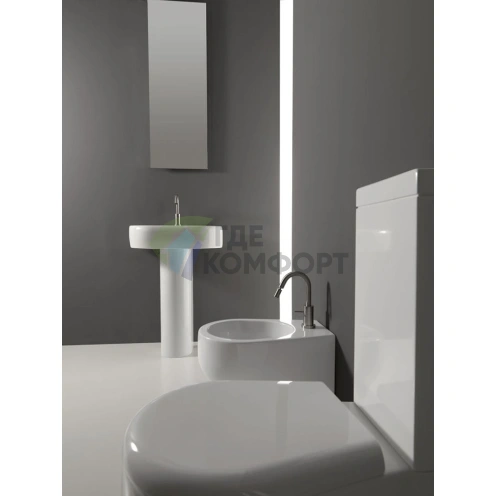 Раковина KERASAN K09 c 1 отв с колонной 60х47см цвет белый - фото 1