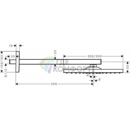 Верхний душ HG Raind.E 300 1j с хромированным держателем (26238000) - фото 2